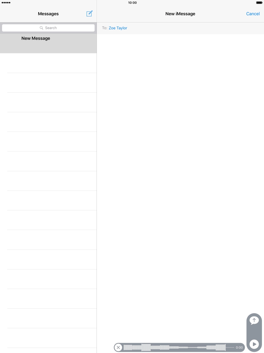 Let go to stop the sound recording and press arrow up to send the sound recording.