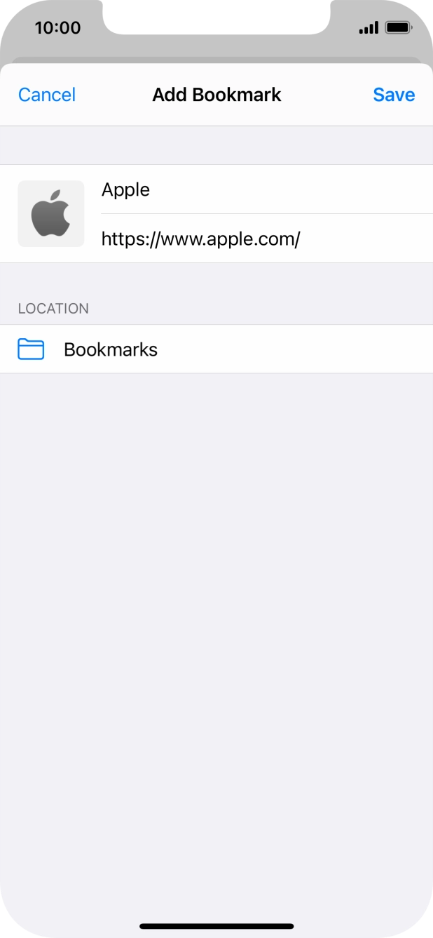 Key in the required name of the bookmark and press Save.