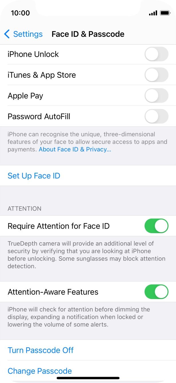 Press Turn Passcode Off and key in the phone lock code.
