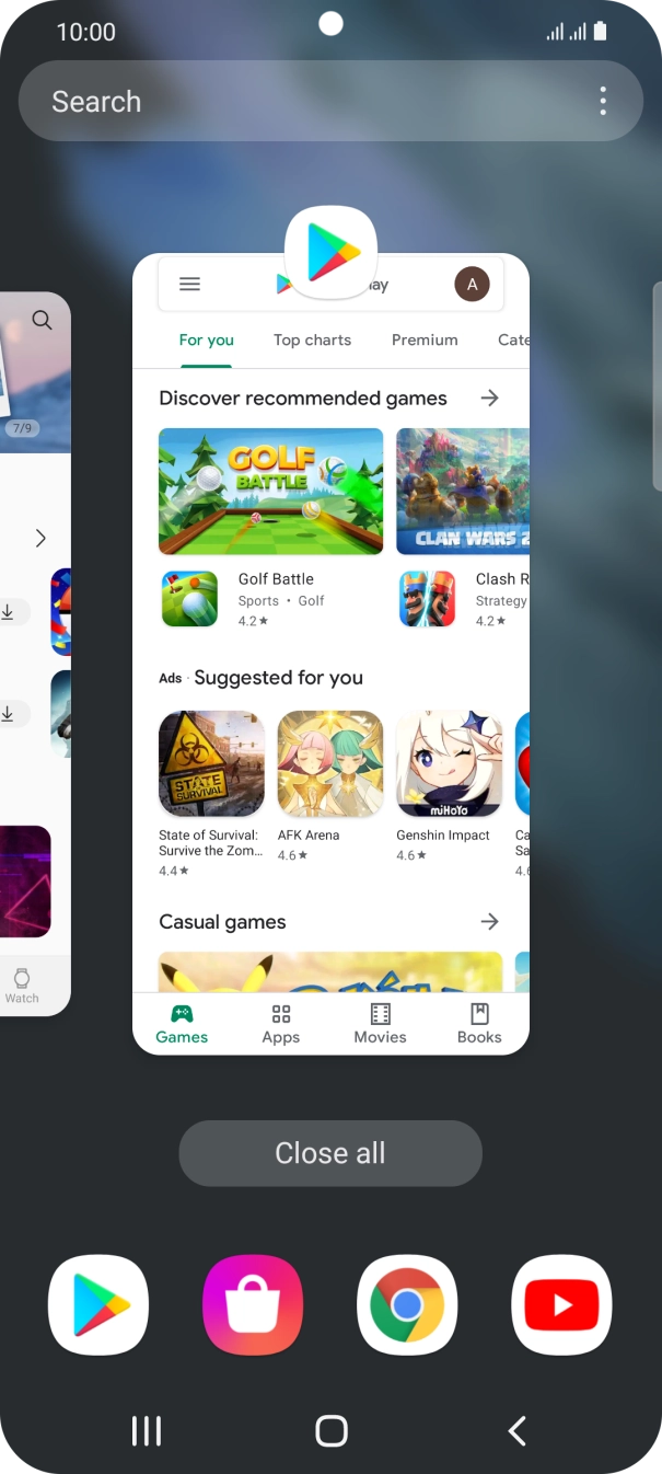 To end one running application, slide your finger upwards on the required application.
