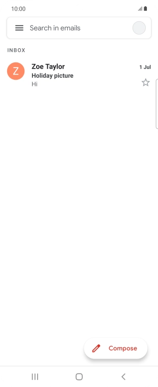 Press the email account icon. Press the email account icon.