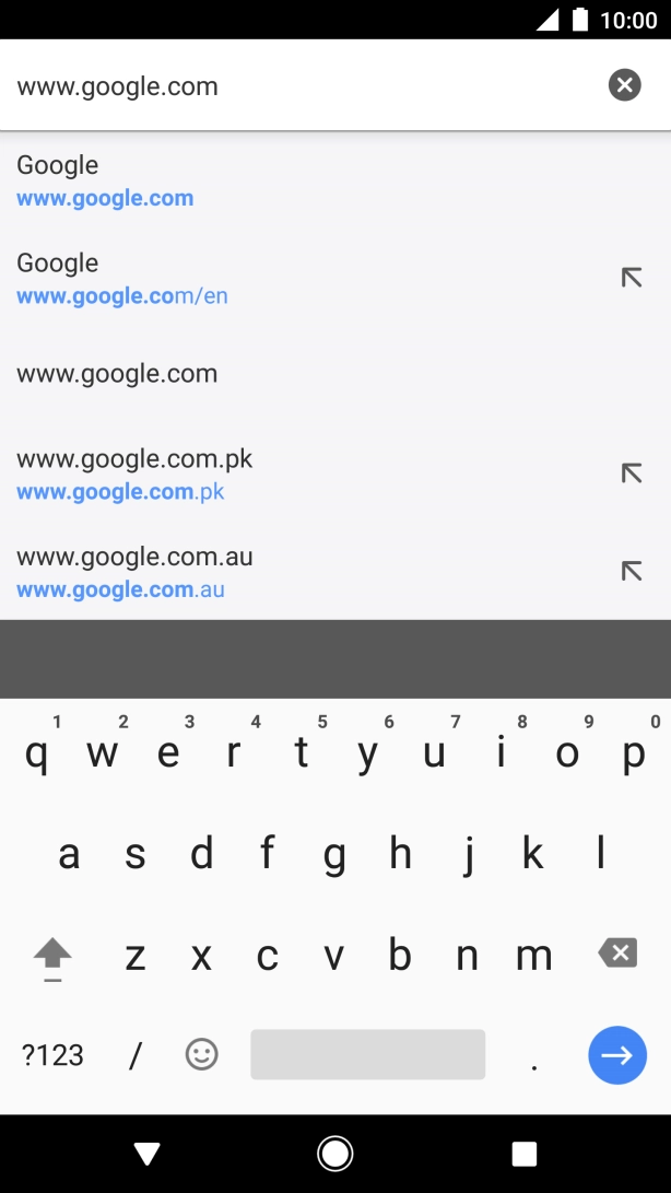 Key in the address of the required web page and press arrow right.