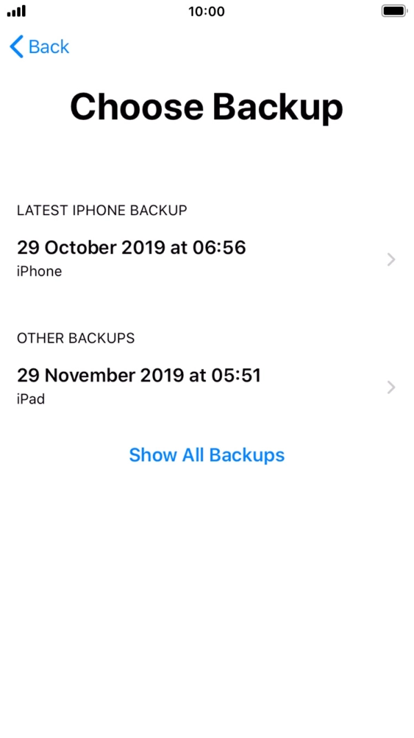 Press the required backup and your phone restores the content of the selected backup. Subsequently, follow the instructions on the screen to set up your phone and prepare it for use.