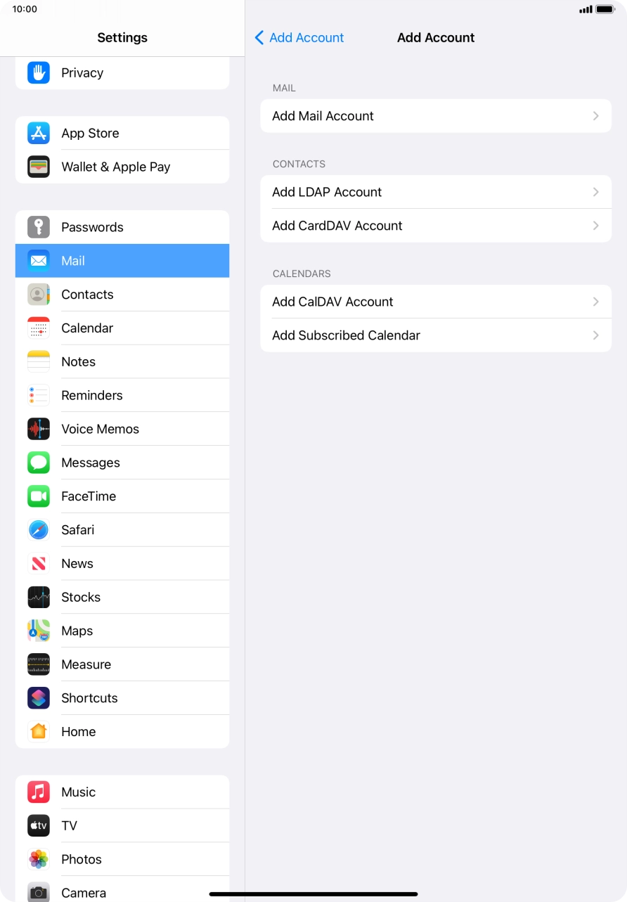 Press Add Mail Account.