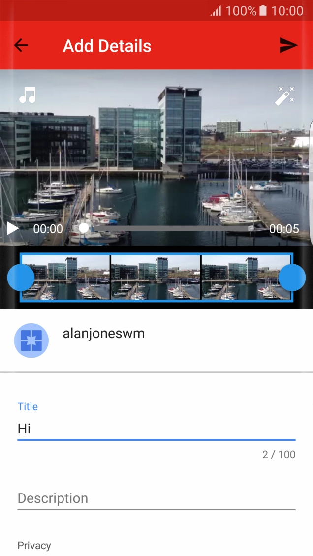 Key in the required text and press the upload icon.