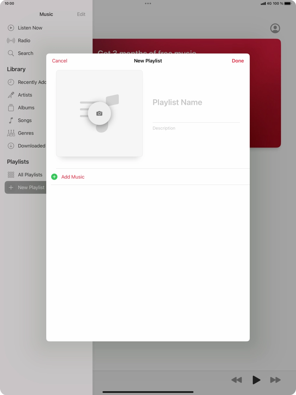 Press the text input field and key in a name for the playlist.