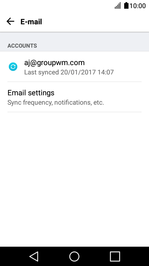 Press Email settings.
