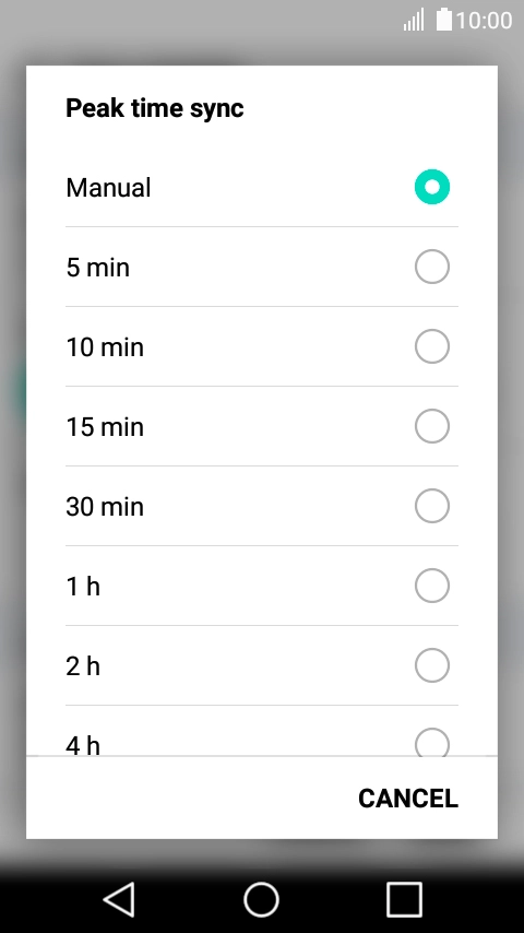 Press the required setting.