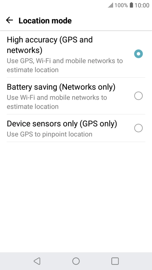If you select High accuracy (GPS and networks), your phone can find your exact position using the GPS satellites, the mobile network and nearby Wi-Fi networks. Satellite-based GPS requires a clear view of the sky.