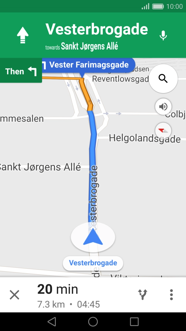 The travel information at the bottom of the screen shows your travel time, estimated time of arrival and distance to destination.