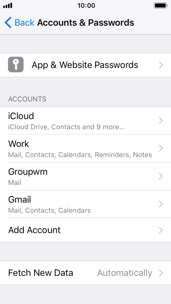Press the required account.