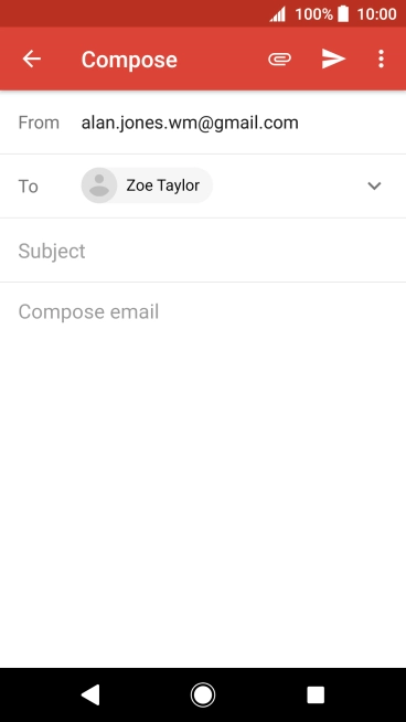 Press Subject and key in a subject for the email.