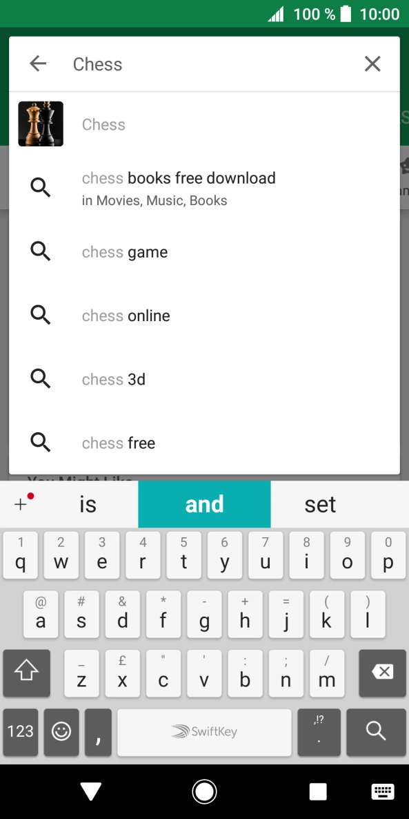 Key in the name or subject of the required app and press the search icon.