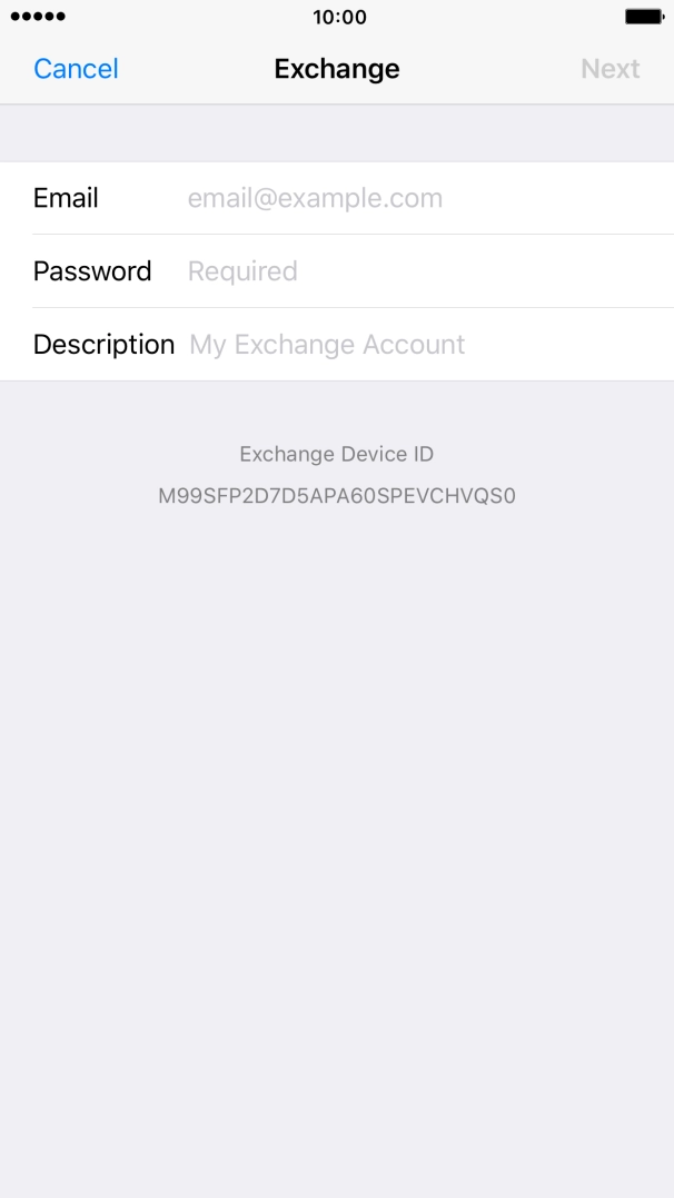 Press Email and key in your email address.