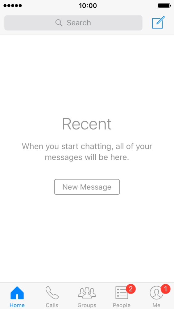 Press the new message icon. Press the new message icon.