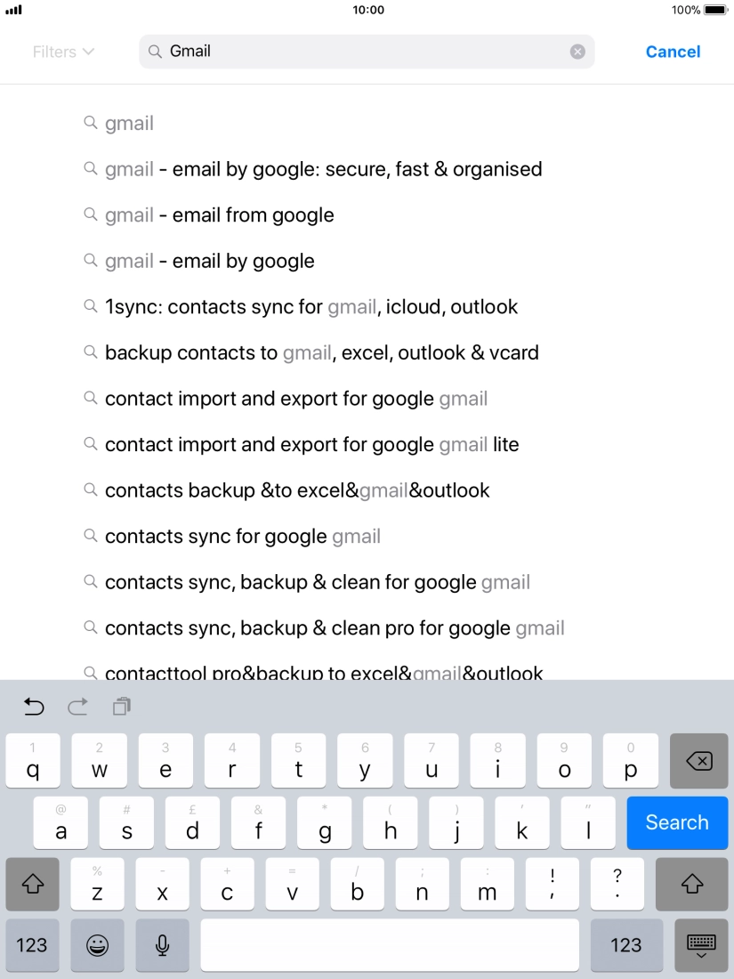 Key in Gmail and press Search.