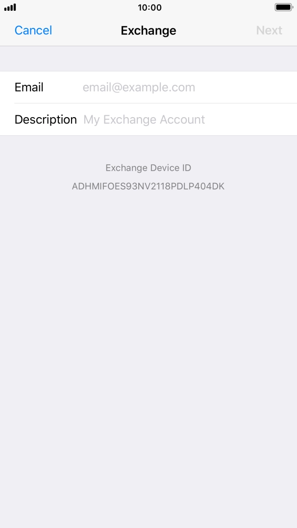 Press Email and key in your email address.