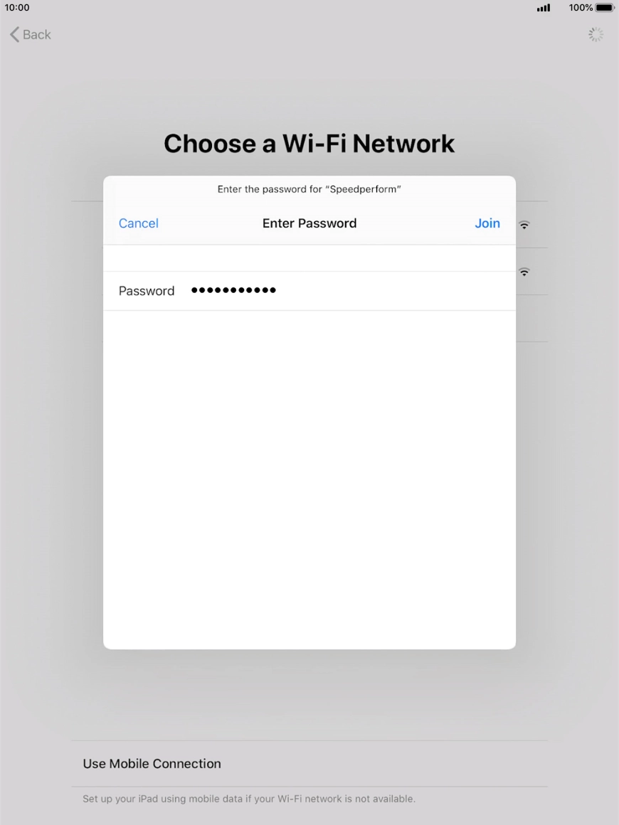 Key in the password for the Wi-Fi network and press Join. Key in the password for the Wi-Fi network and press Join.