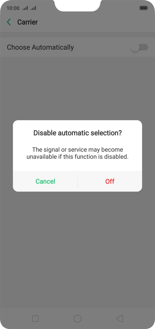 Press Off and your phone will search for networks.