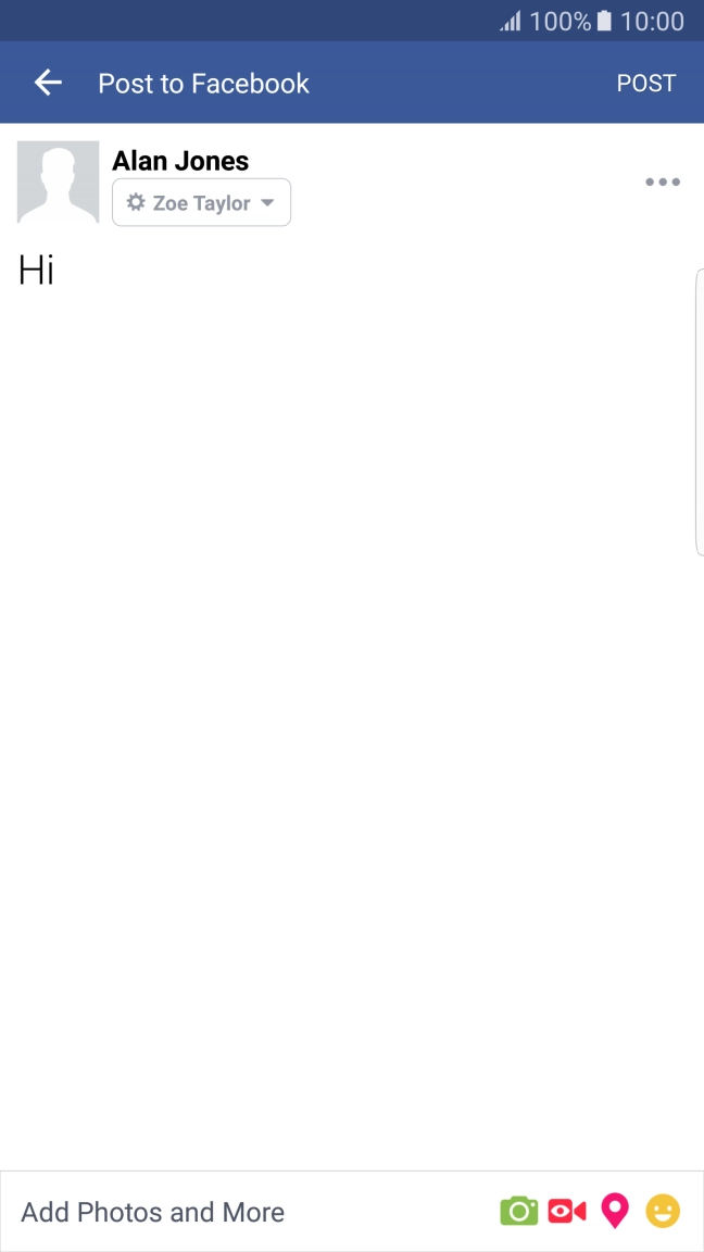 Write the required text and press POST.