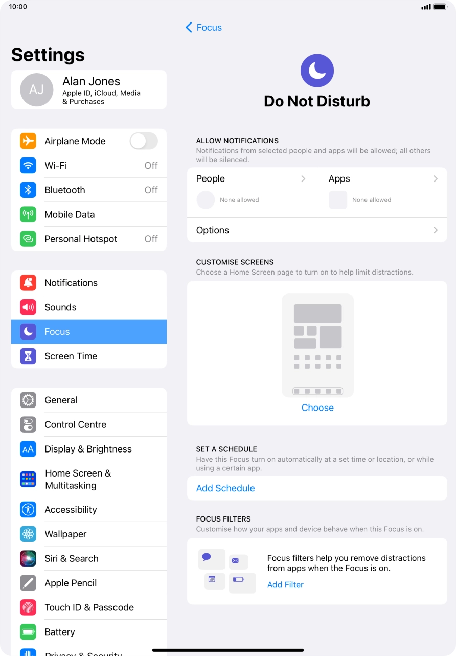 Press People and follow the instructions on the screen to select which contacts you would like to receive calls and notifications from when Do Not Disturb is turned on.