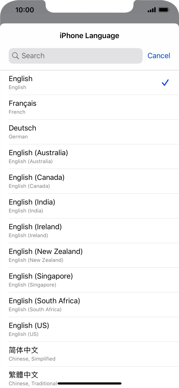 Press the required language.