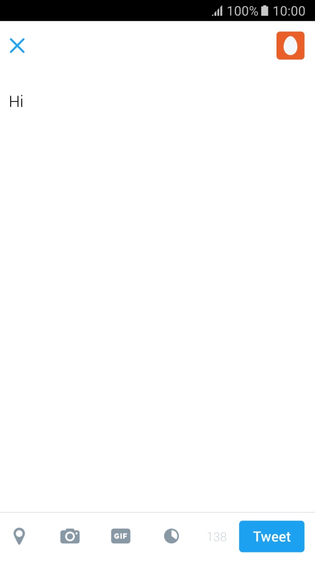 Write the required text and press Tweet.