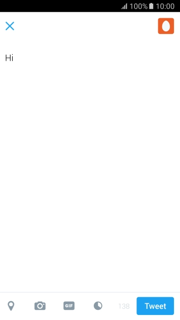 Write the required text and press Tweet.