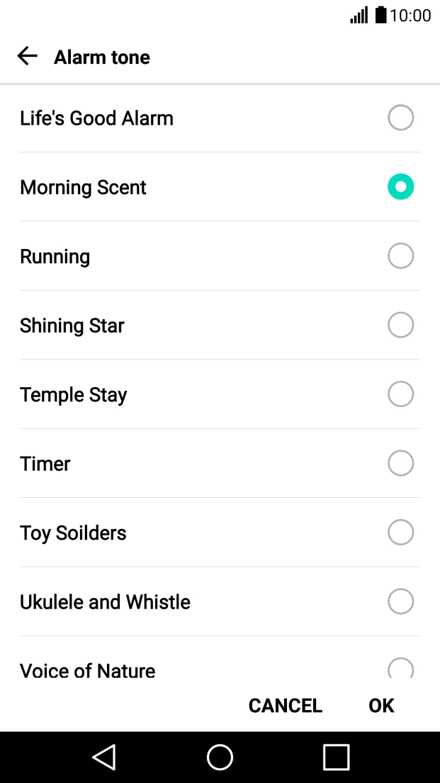 Once you've found an alarm tone you like, press OK.