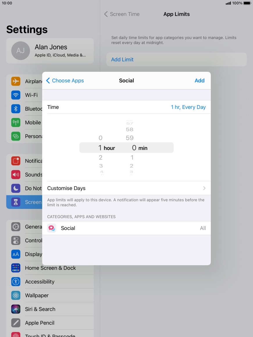 Press Customise Days.