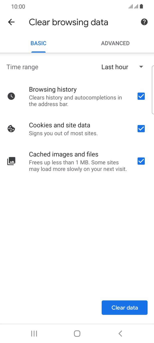 Press the fields next to the required data types.