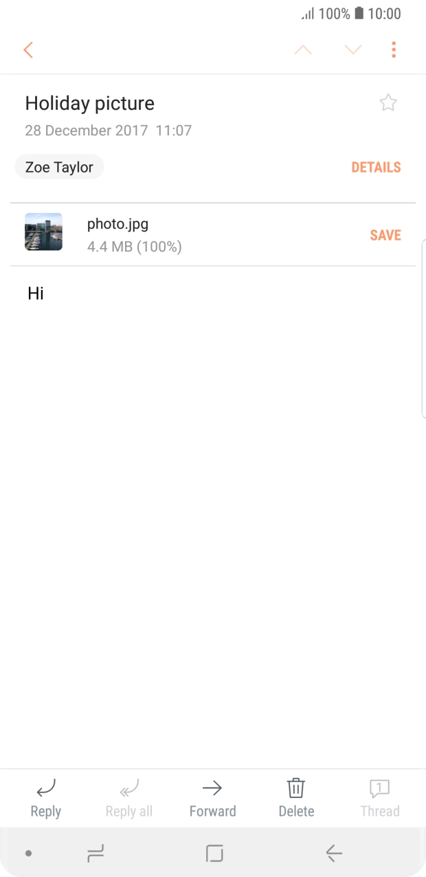 If an application is open on your phone, such as Email, you can also use the functions available here, e.g.: reply to this email.