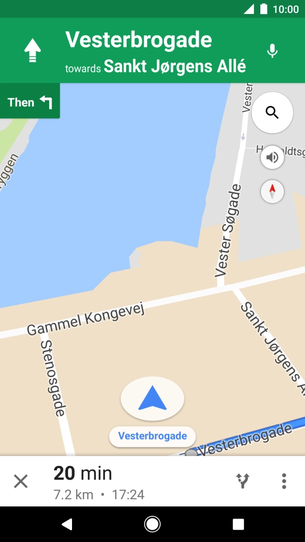 The travel information at the bottom of the screen shows your travel time, estimated time of arrival and distance to destination.