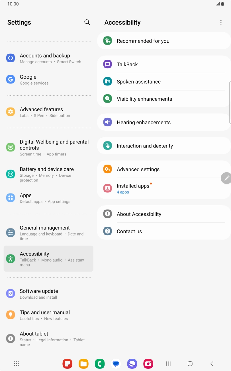Press TalkBack and follow the instructions on the screen to select the required settings.