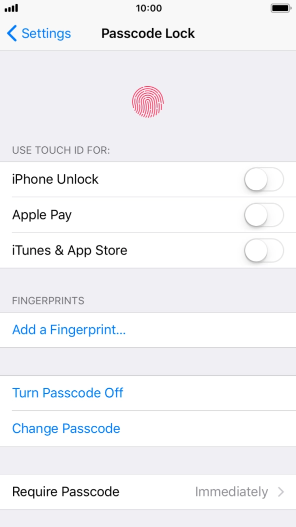 Press Turn Passcode Off and key in the phone lock code.