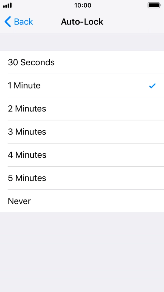 Press the required setting.