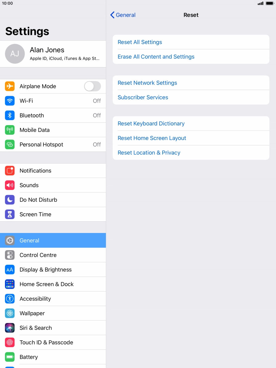 Press Reset All Settings.
