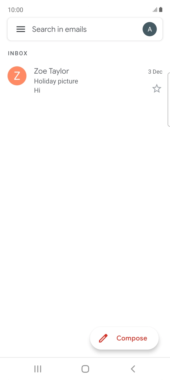 Press the email account icon.