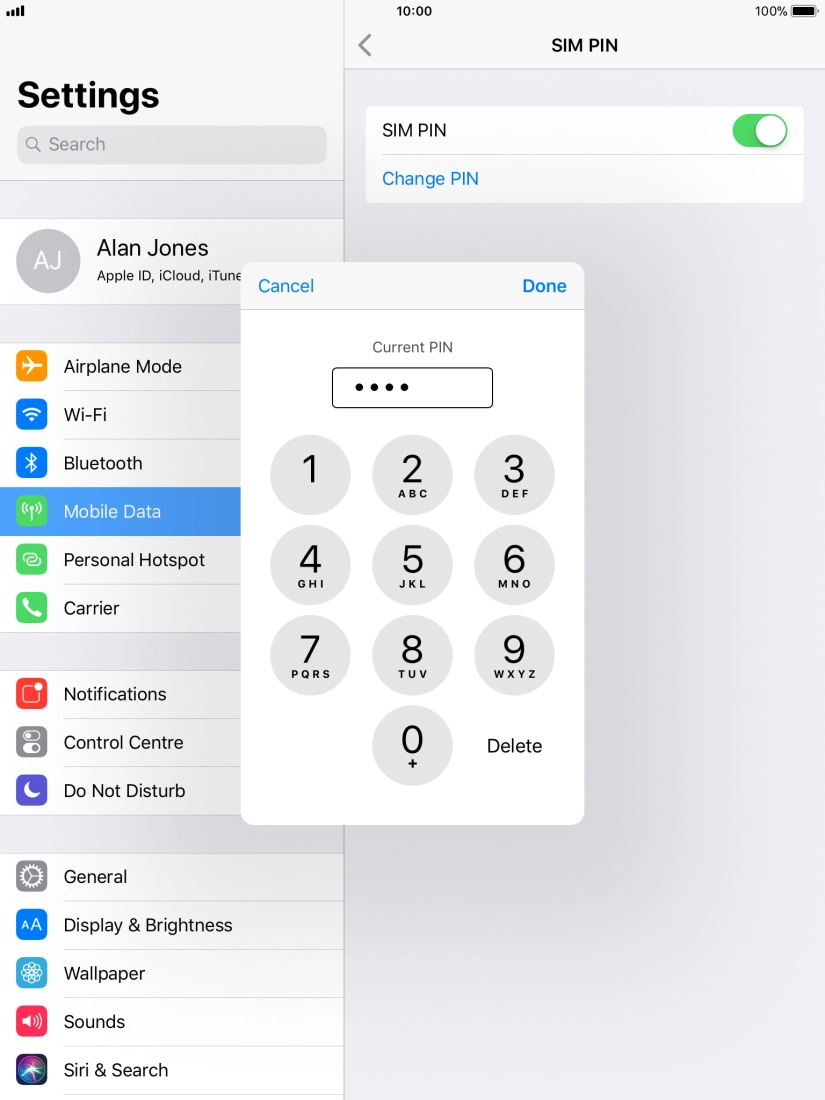 Key in your current PIN and press Done. Key in your current PIN and press Done.