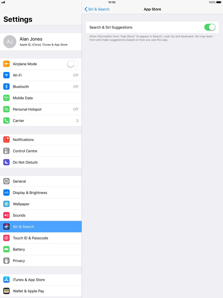 Press the indicator next to 