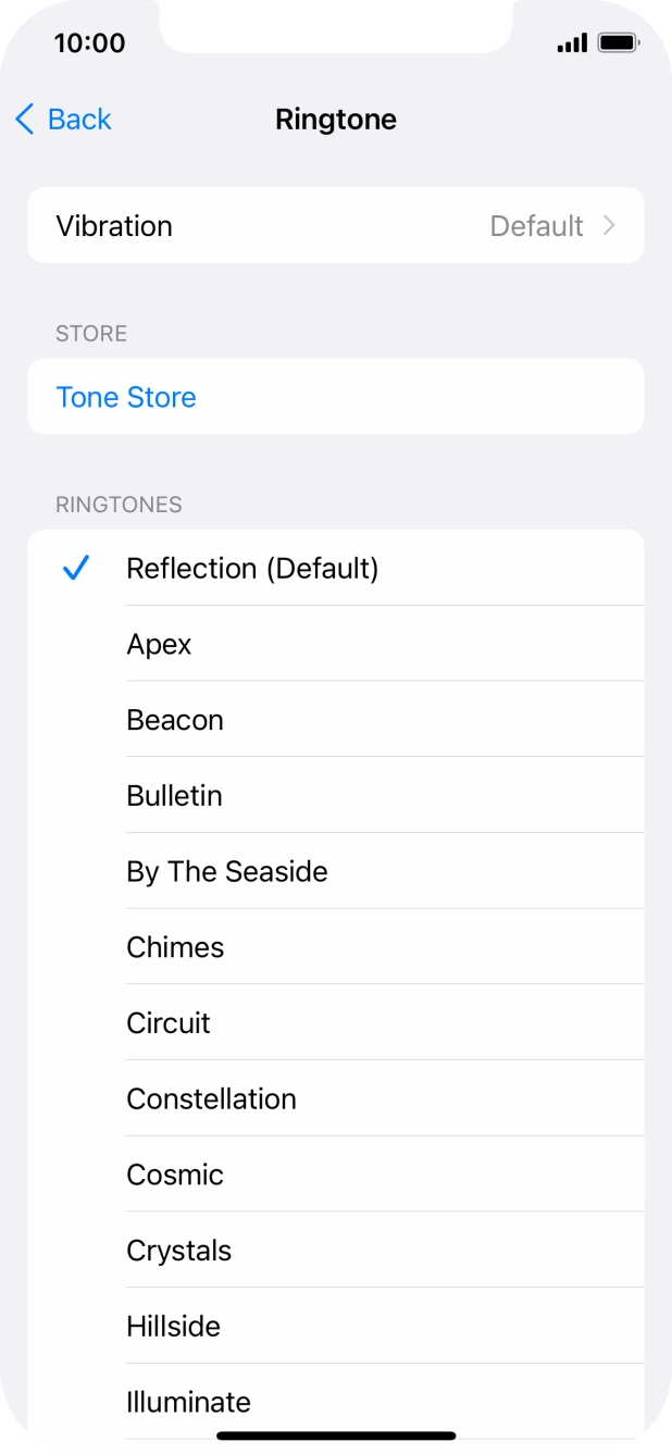 Press the different ring tones to hear them.