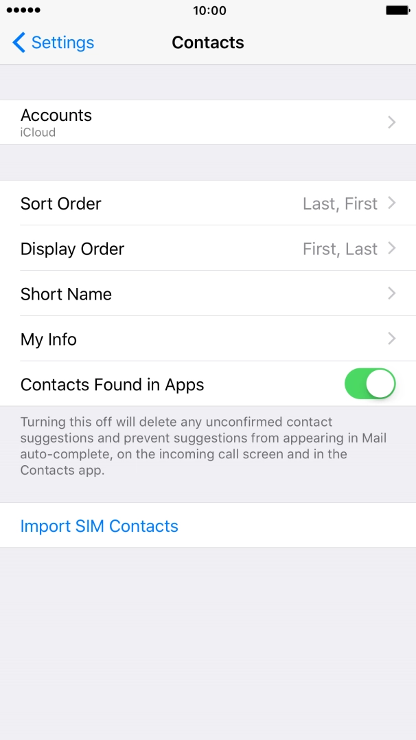 Press Import SIM Contacts.
