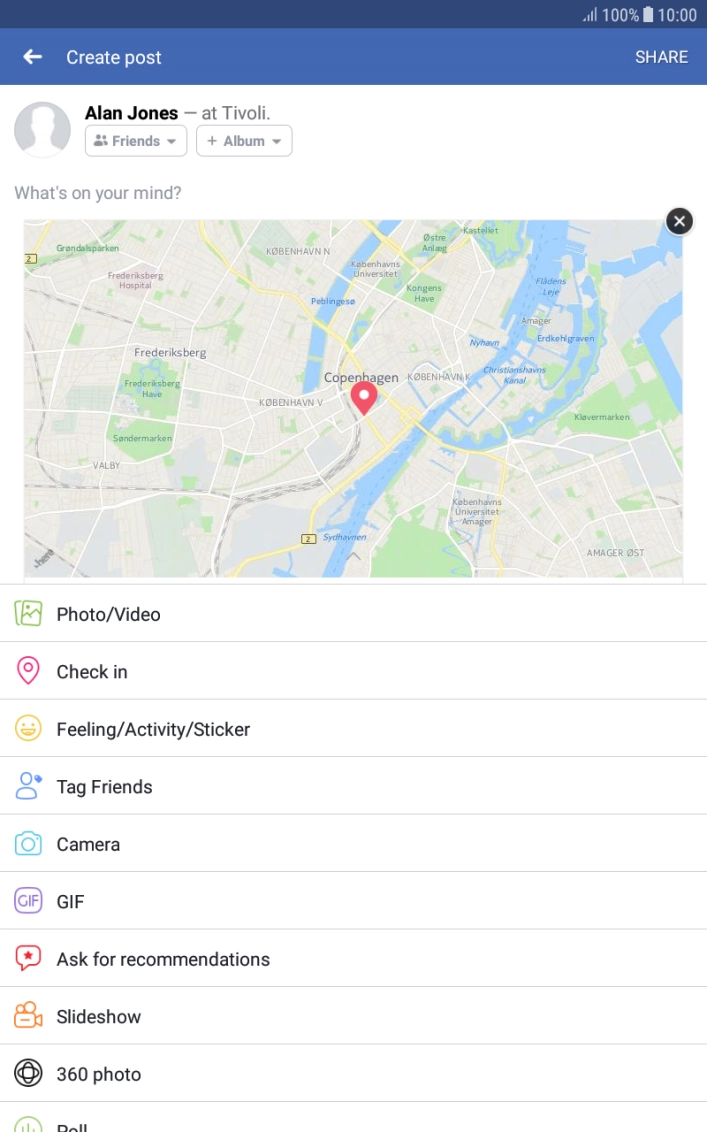 Press the text input field. Press the text input field.