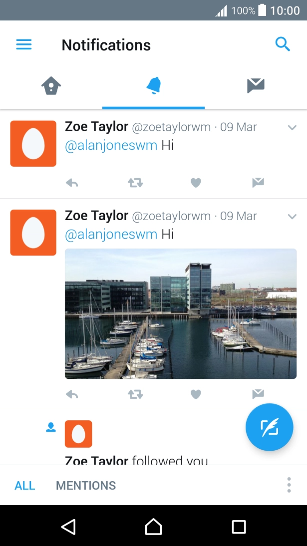Press the new tweet icon.
