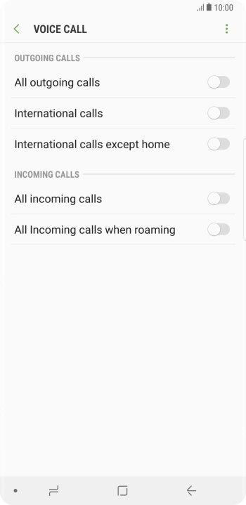 Press the indicator next to the required barring type. Press the indicator next to the required barring type.