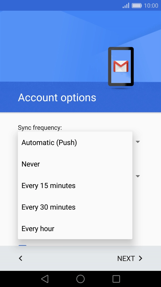 Press the required setting.
