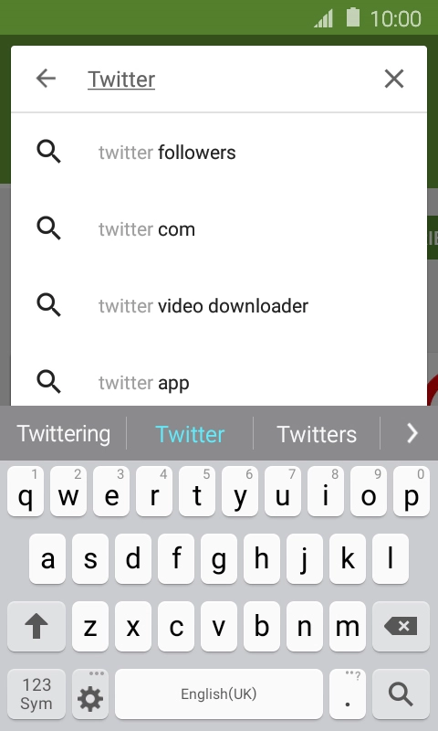 Key in Twitter and press the search icon.