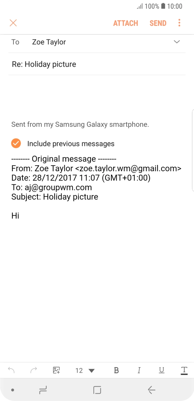 If an application is open on your phone, such as a Mail, you can also use the functions available here, e.g.: Reply to this email.