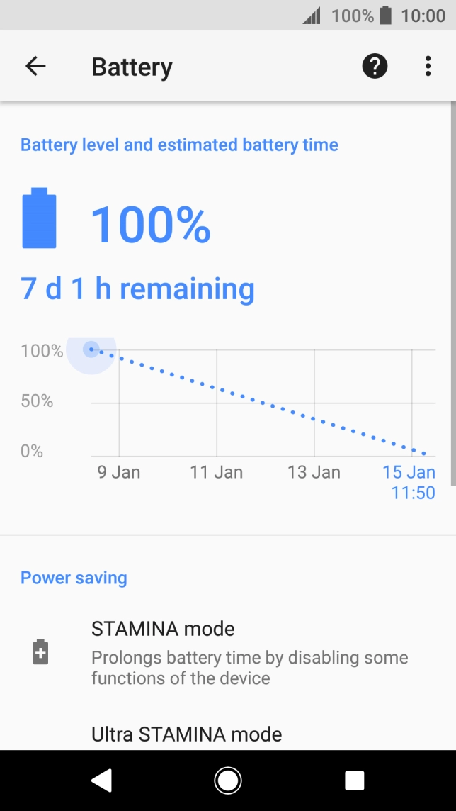 Press the required setting and follow the instructions on the screen to select the required low power mode.