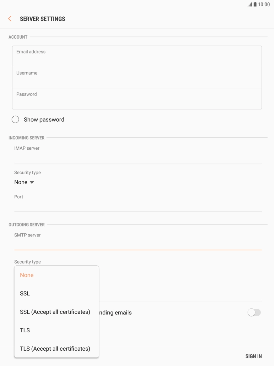 Press SSL (Accept all certificates).